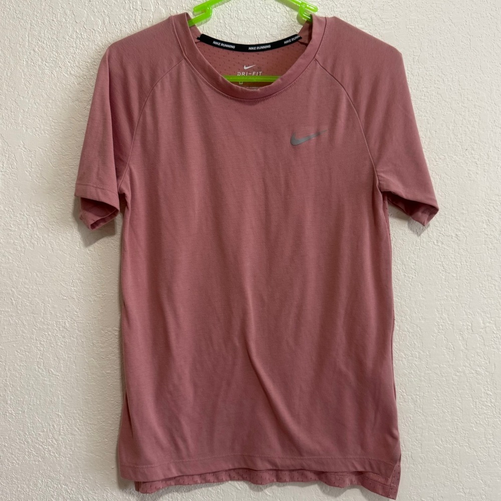 Nike Running‎ Dri-FIT Shirt Womens XS Pink Mesh Back Short Sleeve Training Top
